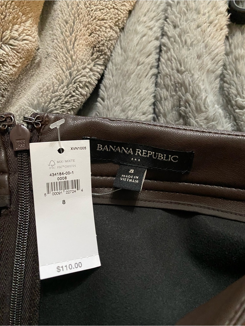 Banana Republic Brown Leather Midi Skirt sz 8 - Picture 3 of 5